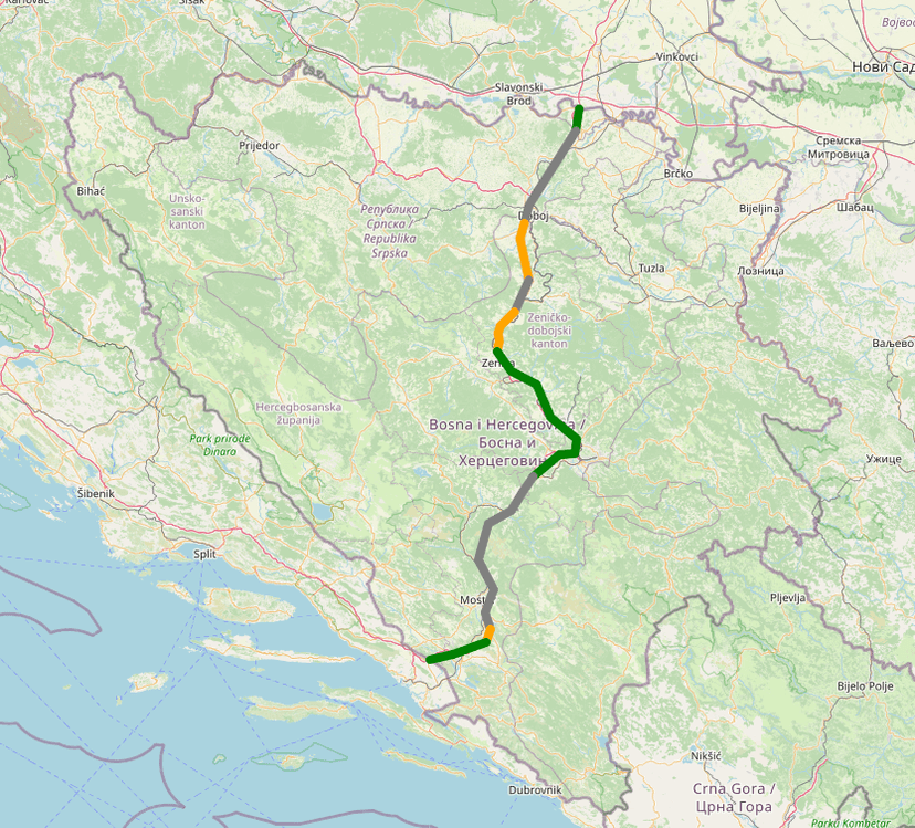 Live mapa radova na Koridoru Vc kroz Bosnu i Hercegovinu